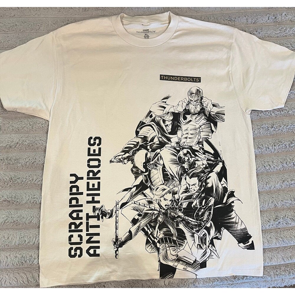 Marvel Studios Thunderbolts Scrappy Anti Heroes T Shirt Mens XL White Graphic Te